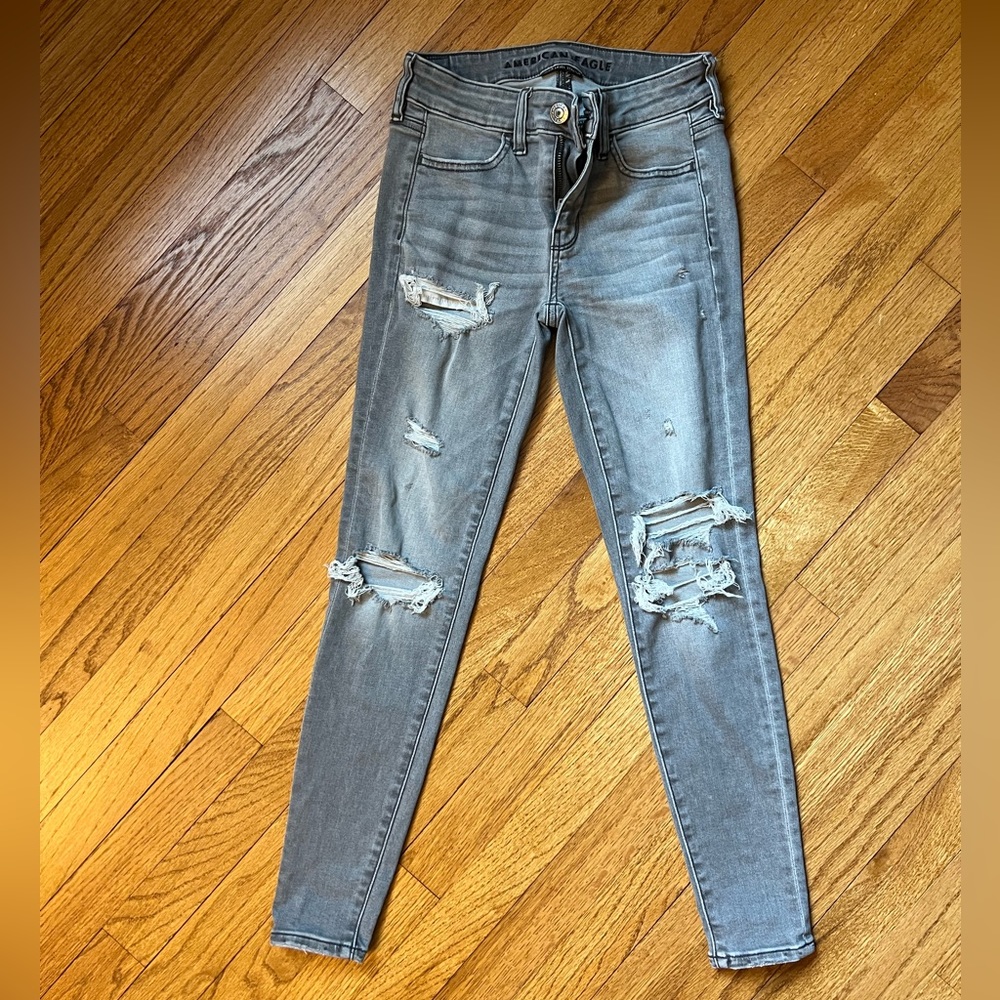 American Eagle jeans, size 0 short, distressed